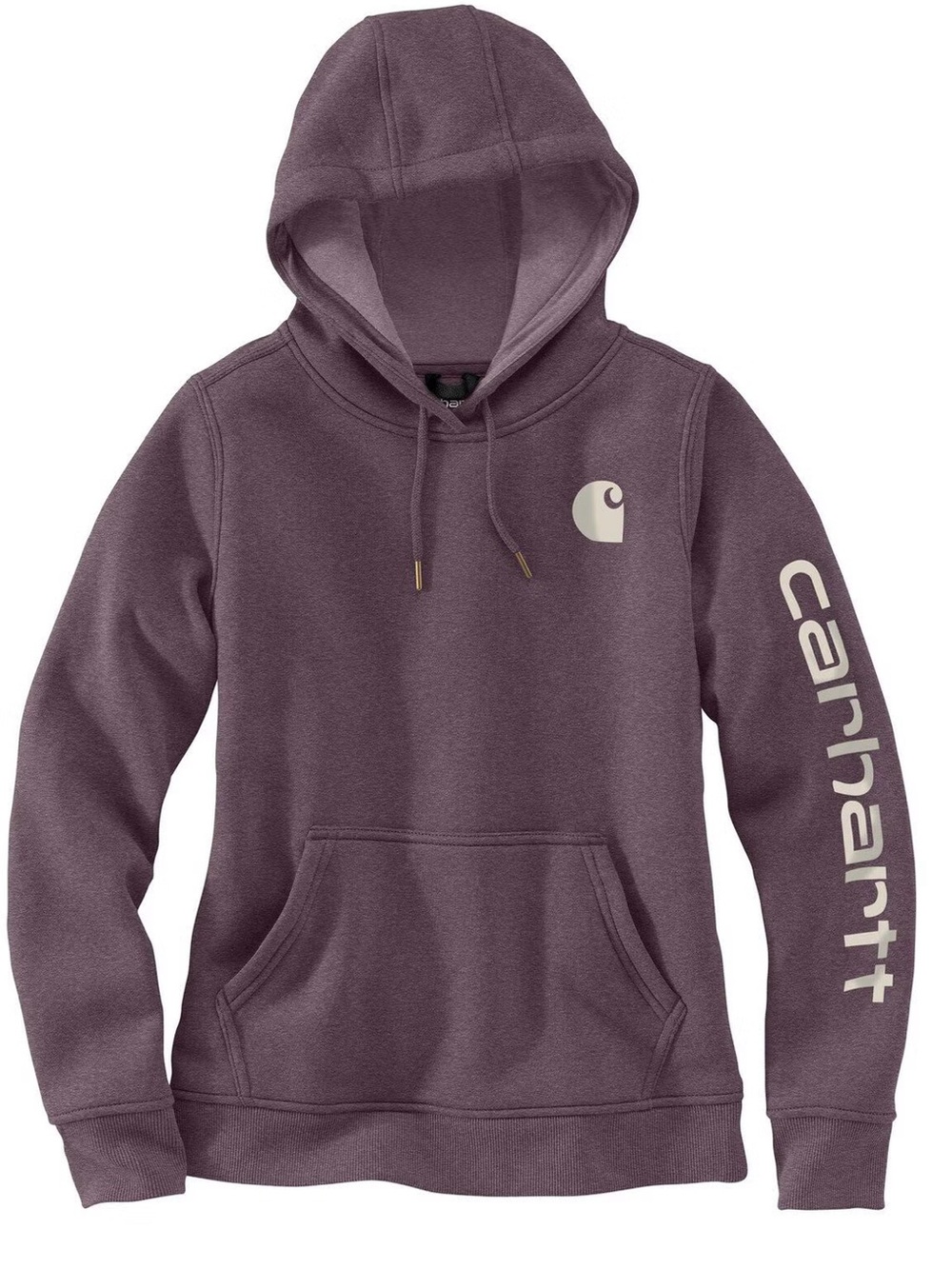 Carhartt Women's Hooded Sweatshirt in Plum Purple with Cream Logo
